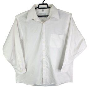 Mens White Geoffrey Beene Shirt Button Down Long Sleeve Size XL